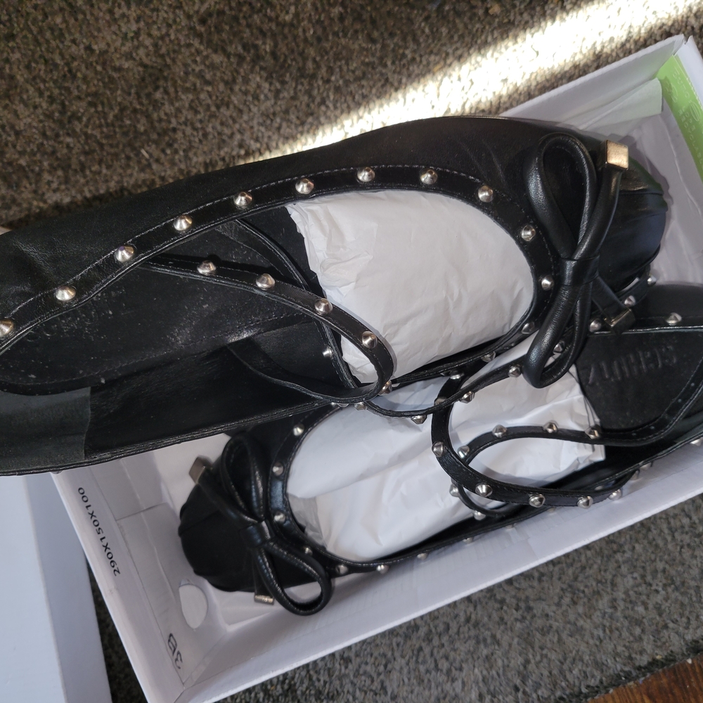 SCHUTZ Black Flats with Silver Accents